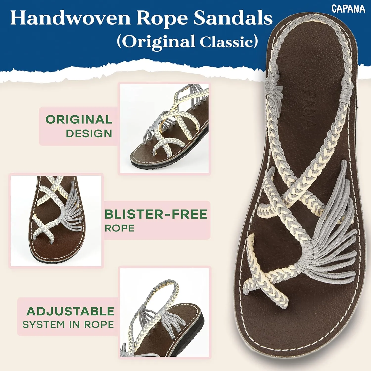 Capana Woven Women's Flat Sandals - Strappy Braided Sandals, Beach Sandals for Women Dressy Summer, Rope Bohemian Sandals, Spring Casual Womens Shoes, Comfy Boho Flats for Teen Girls  Banyan