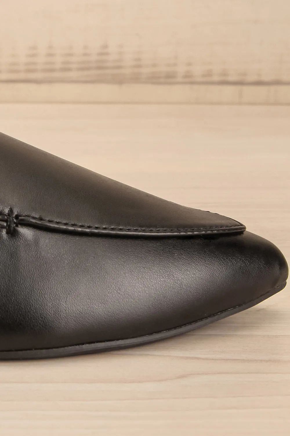 Dinteranthus Black | Pointed Faux-Leather Loafers