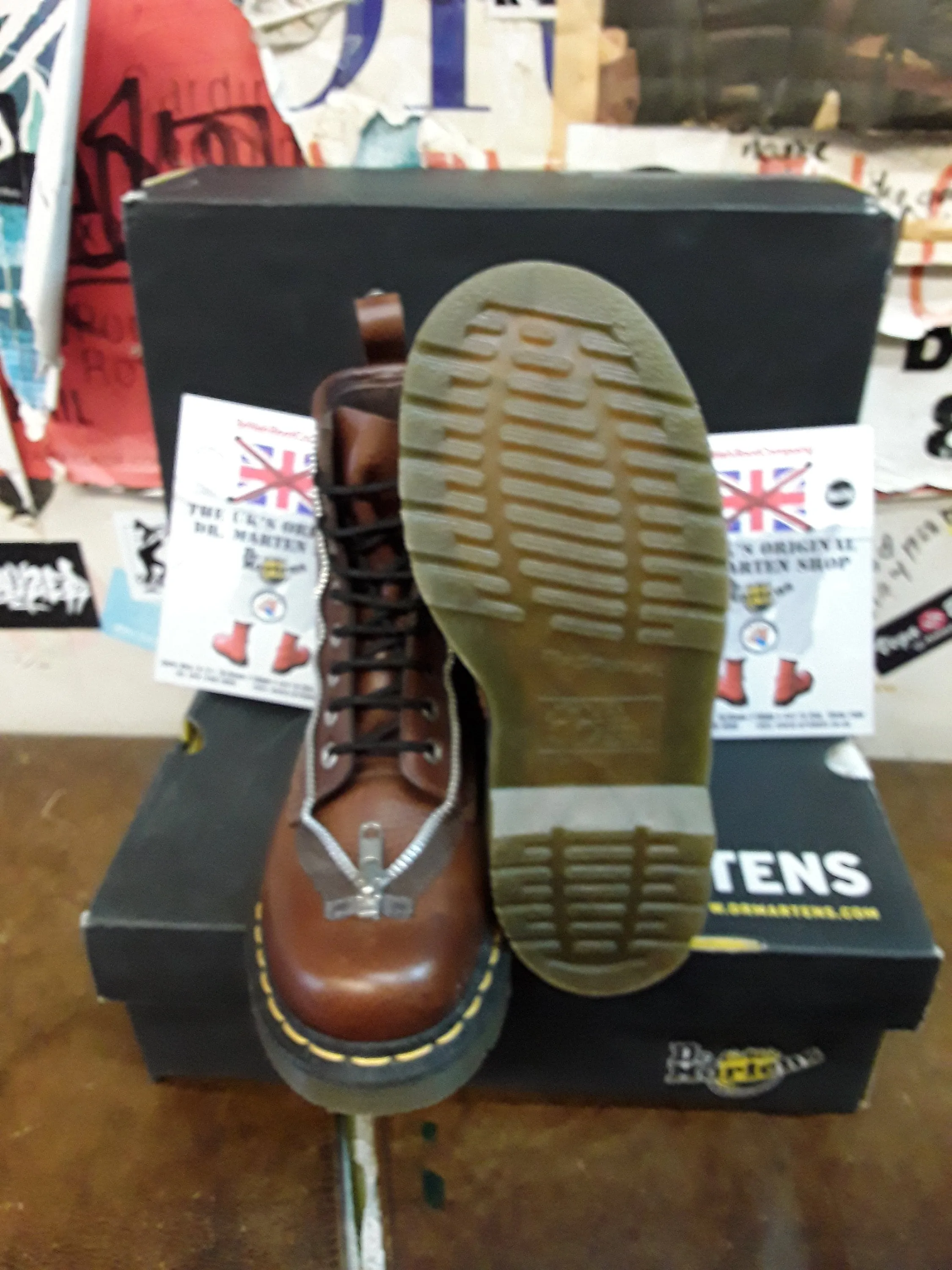 Dr Martens Studded, Brown 8 Hole Ankle Boots, Womens Leather Boots, Limited Edition / Various Sizes / 1C71