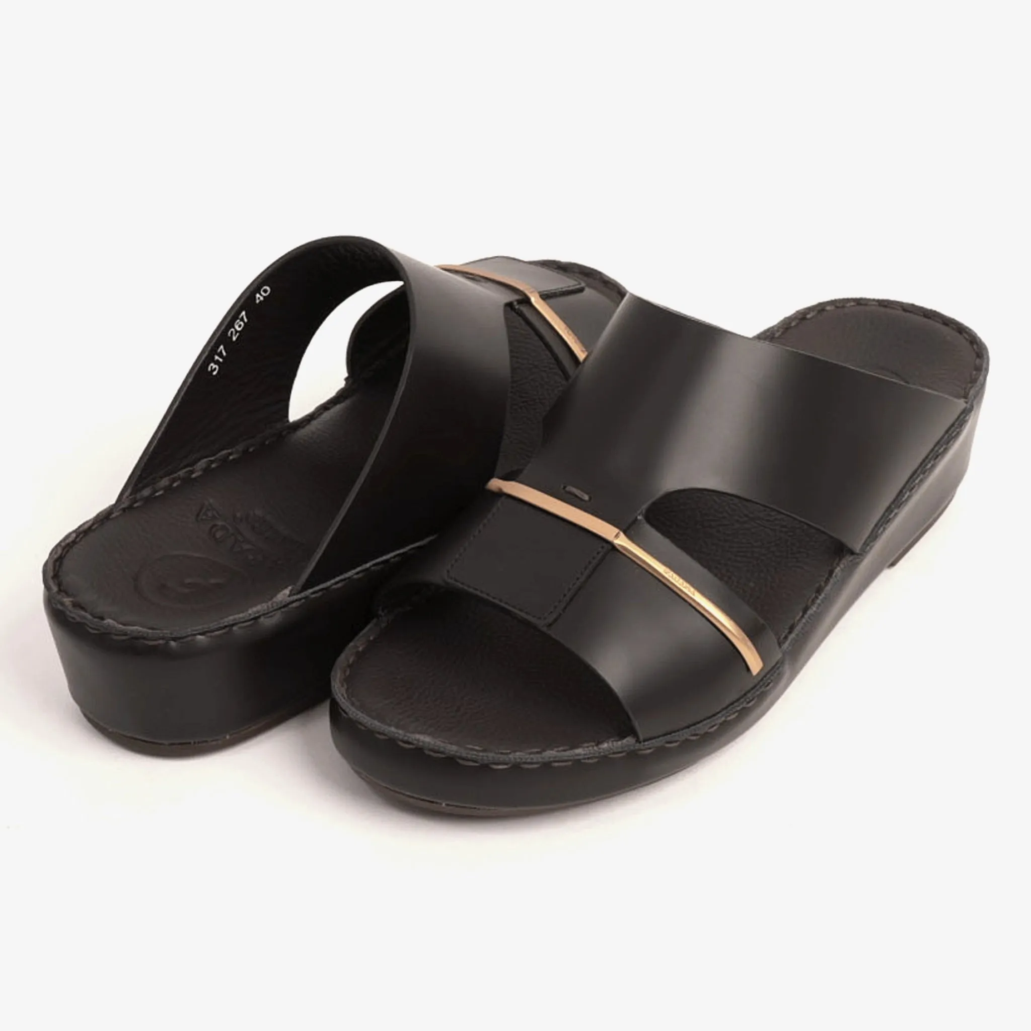 FARADA CLASSIC ARABIC SANDALS WITH GOLDEN DETAILING BROWN
