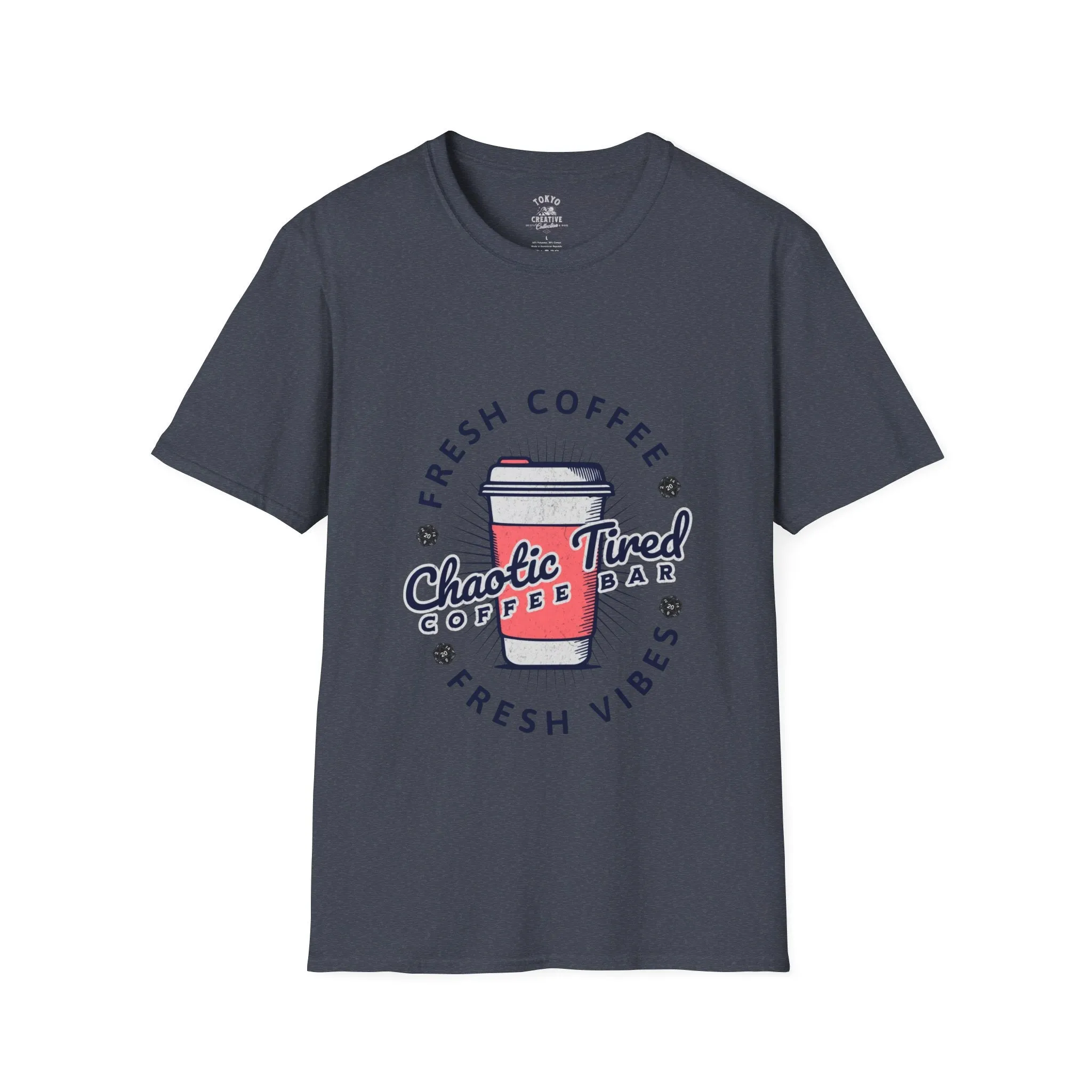 Fresh Coffee, Fresh Vibes, Chaotic Tired Shirt - Perfect Tee for Coffee Enthusiasts and Night Owls