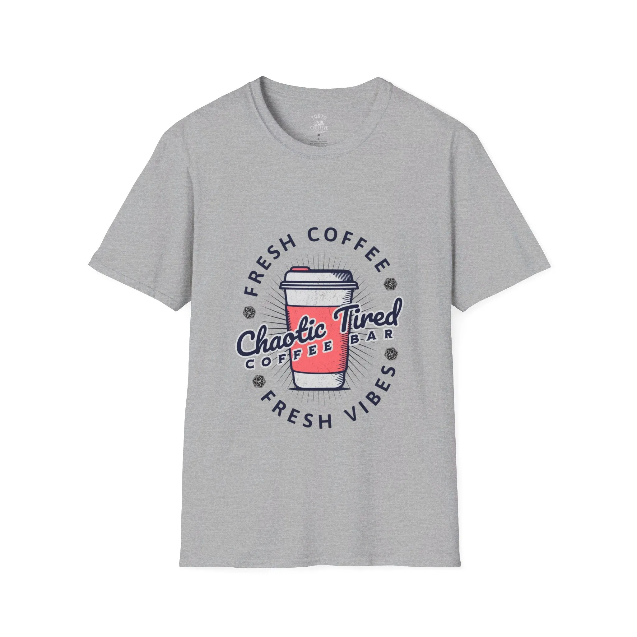 Fresh Coffee, Fresh Vibes, Chaotic Tired Shirt - Perfect Tee for Coffee Enthusiasts and Night Owls