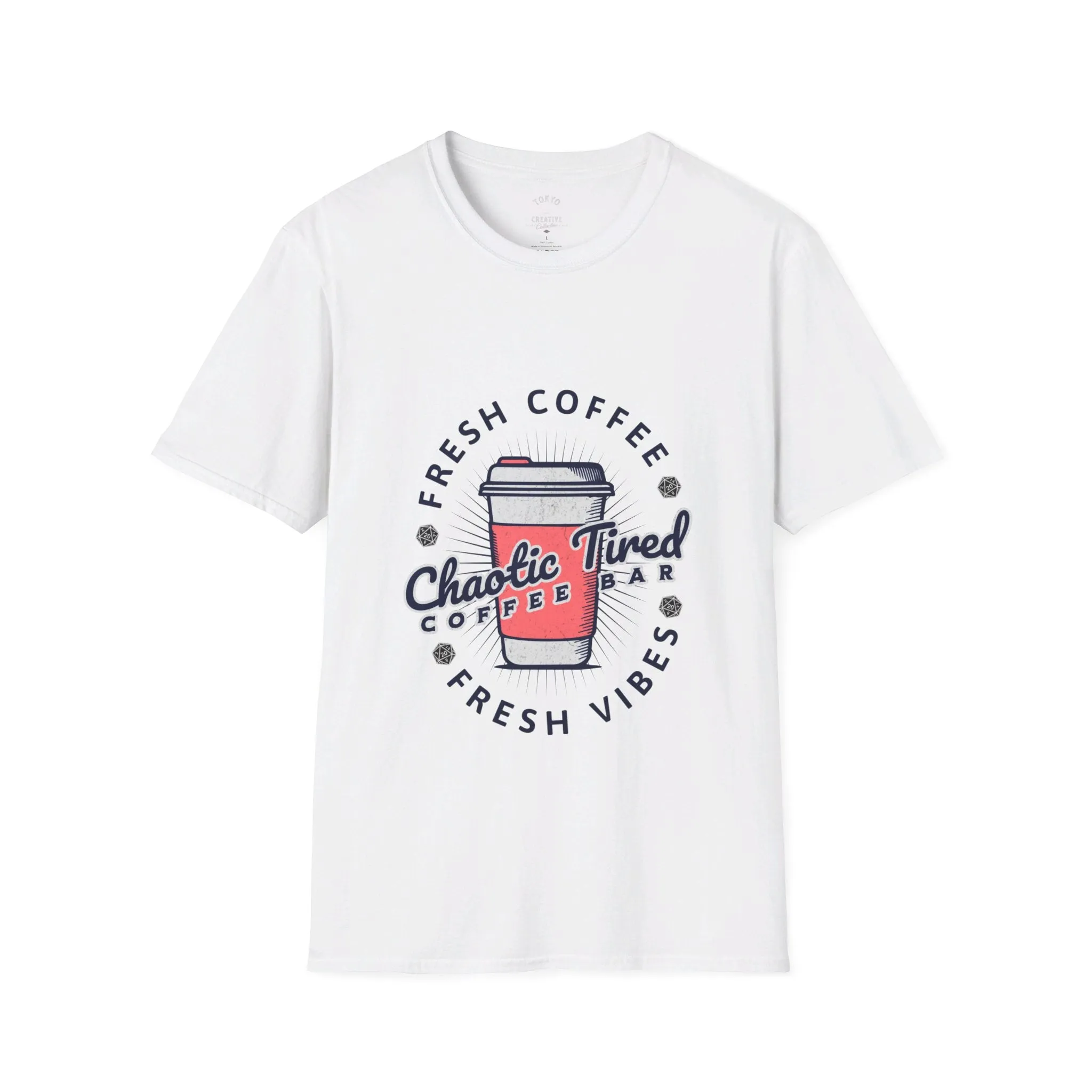 Fresh Coffee, Fresh Vibes, Chaotic Tired Shirt - Perfect Tee for Coffee Enthusiasts and Night Owls