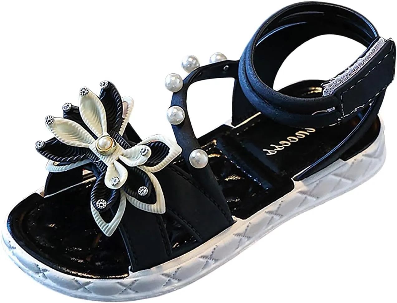 Girls Dress Shoes Children Shoes Fashion Flower Thick Soled Sandals Soft Sole Comfortable Princess Sandals Adjustable Sporty Slides for The Beach and Pool