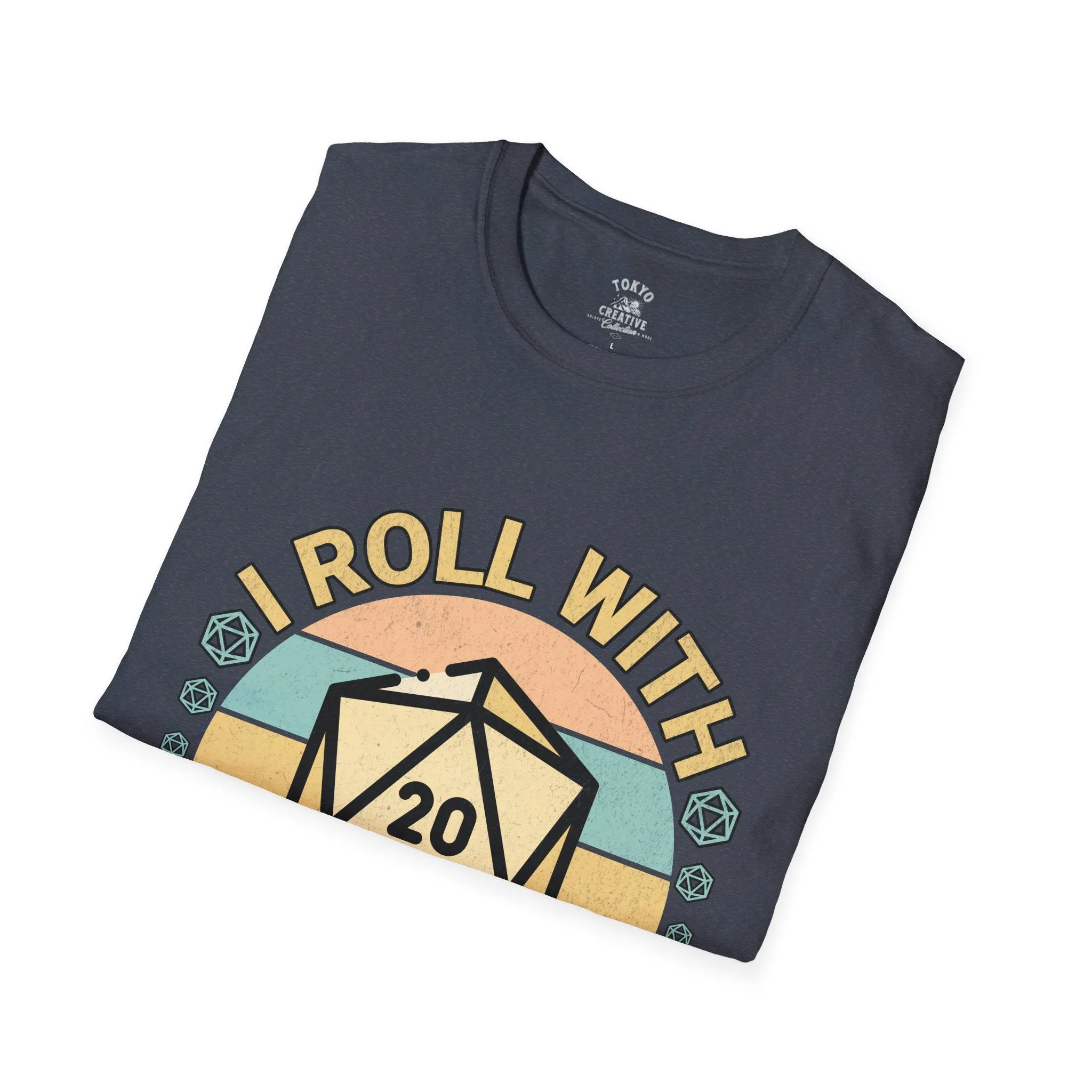 I Roll with the Punches Shirt - Retro 70's Style D20/Nat 1 Tee, Tabletop RPG Gaming T-Shirt, Unisex Critical Fail Top, Gamer Gift Idea