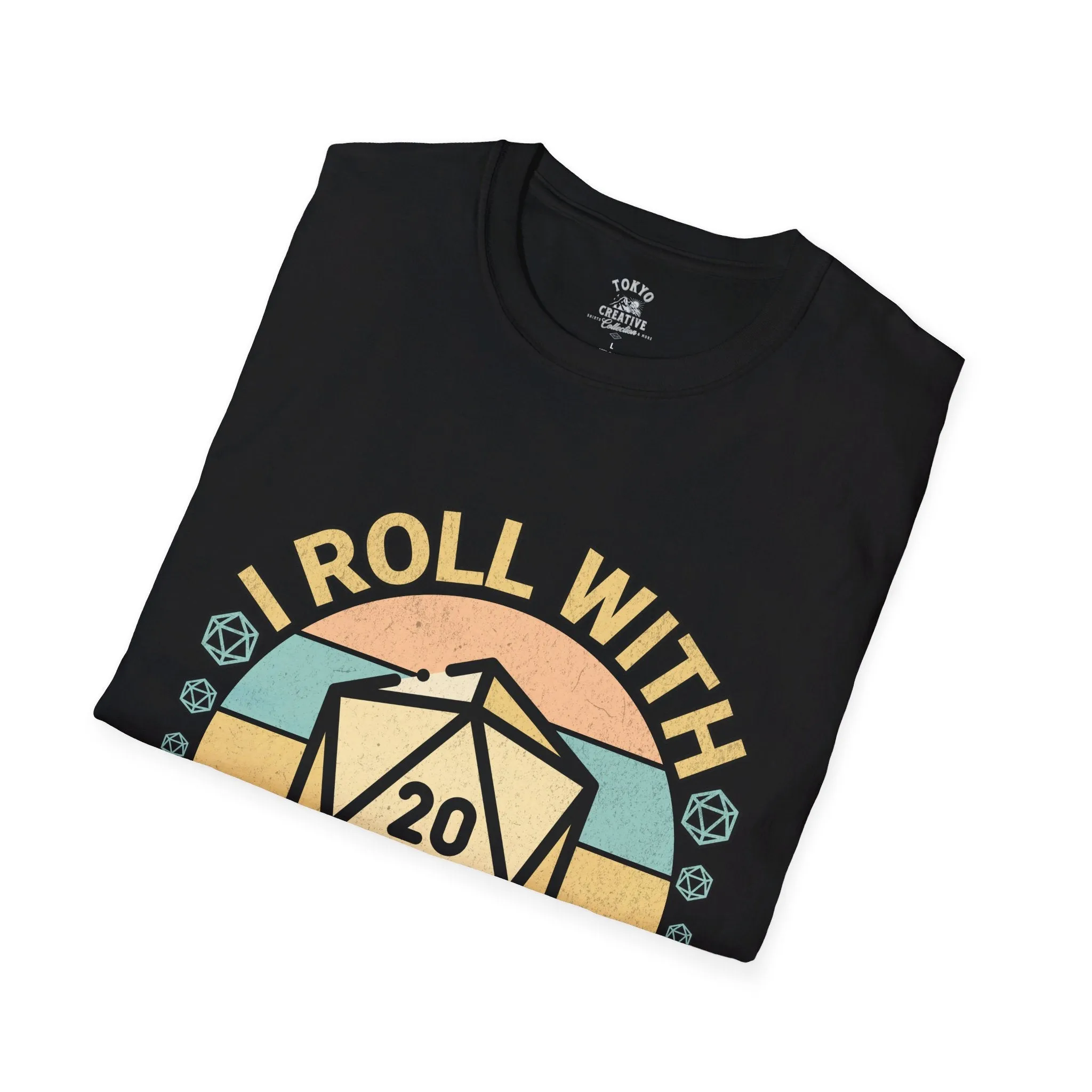 I Roll with the Punches Shirt - Retro 70's Style D20/Nat 1 Tee, Tabletop RPG Gaming T-Shirt, Unisex Critical Fail Top, Gamer Gift Idea