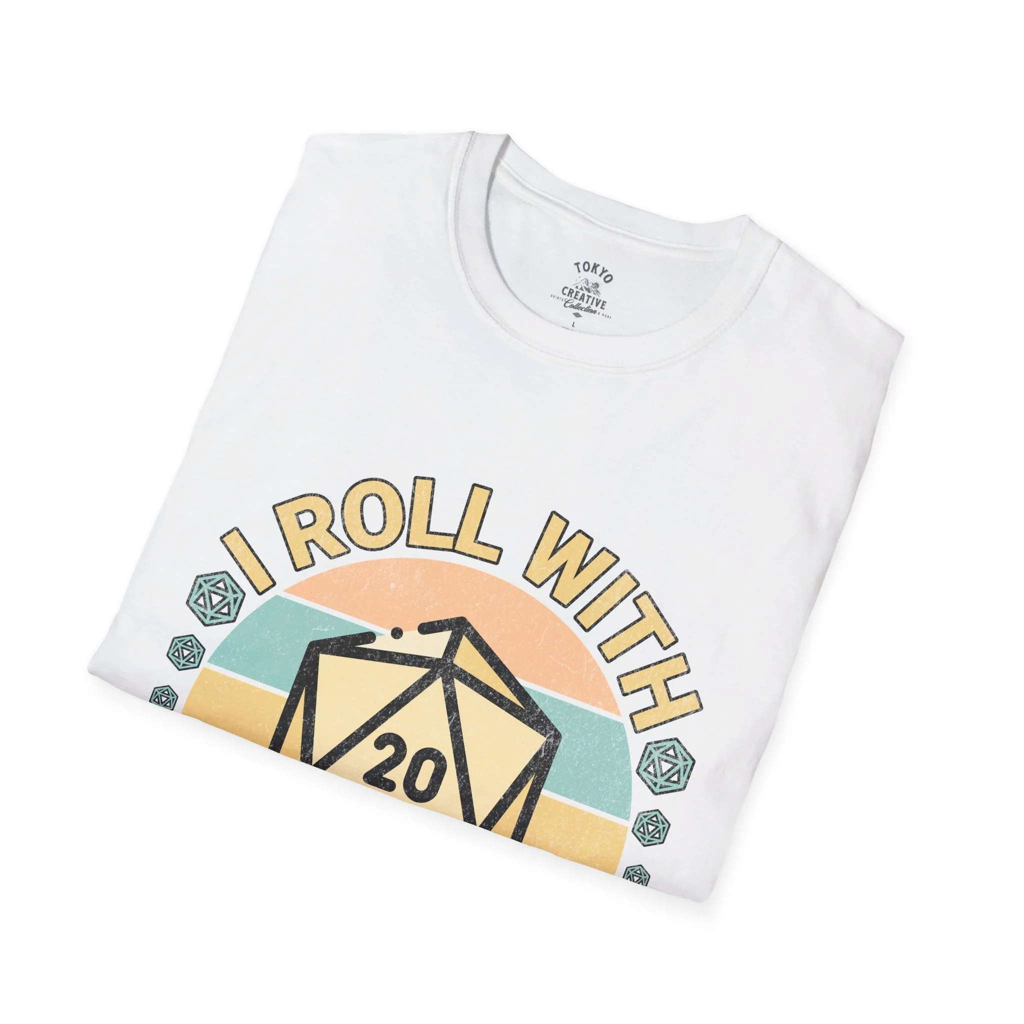 I Roll with the Punches Shirt - Retro 70's Style D20/Nat 1 Tee, Tabletop RPG Gaming T-Shirt, Unisex Critical Fail Top, Gamer Gift Idea
