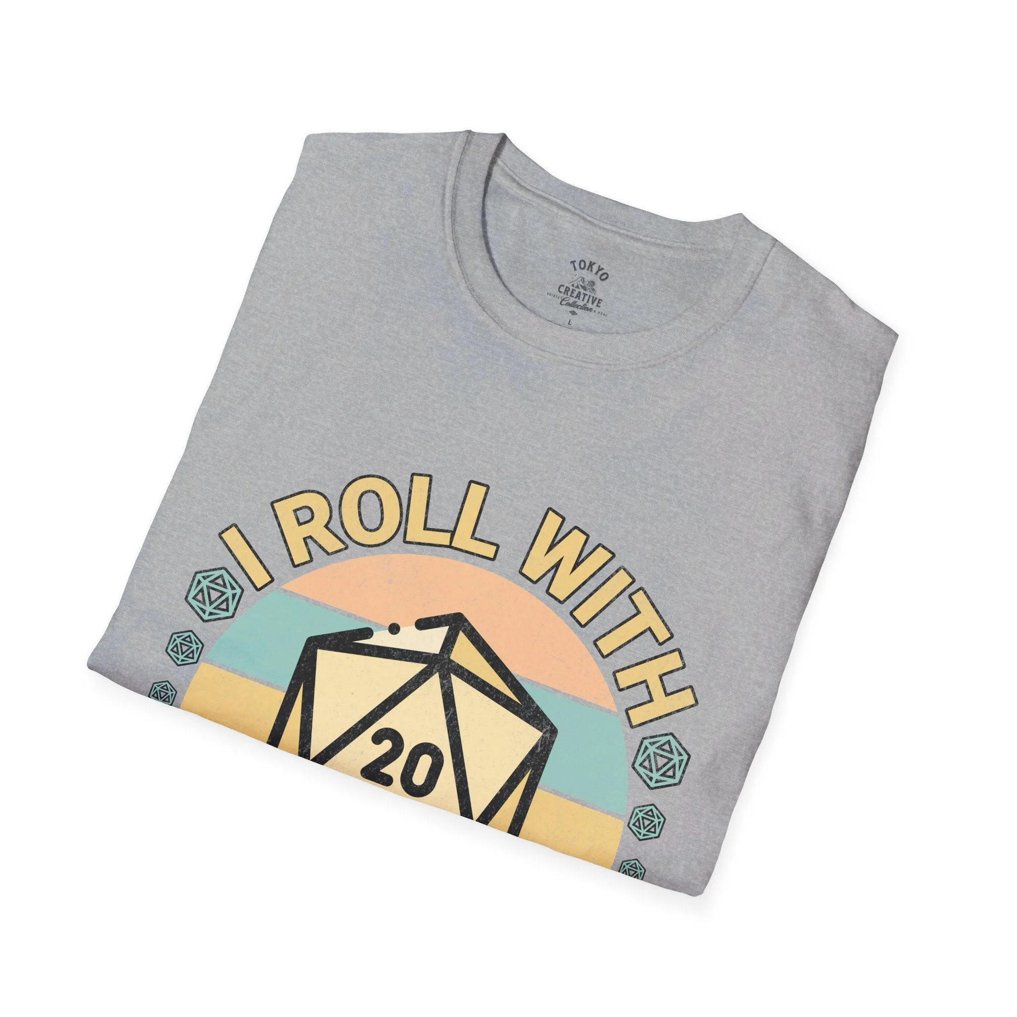 I Roll with the Punches Shirt - Retro 70's Style D20/Nat 1 Tee, Tabletop RPG Gaming T-Shirt, Unisex Critical Fail Top, Gamer Gift Idea