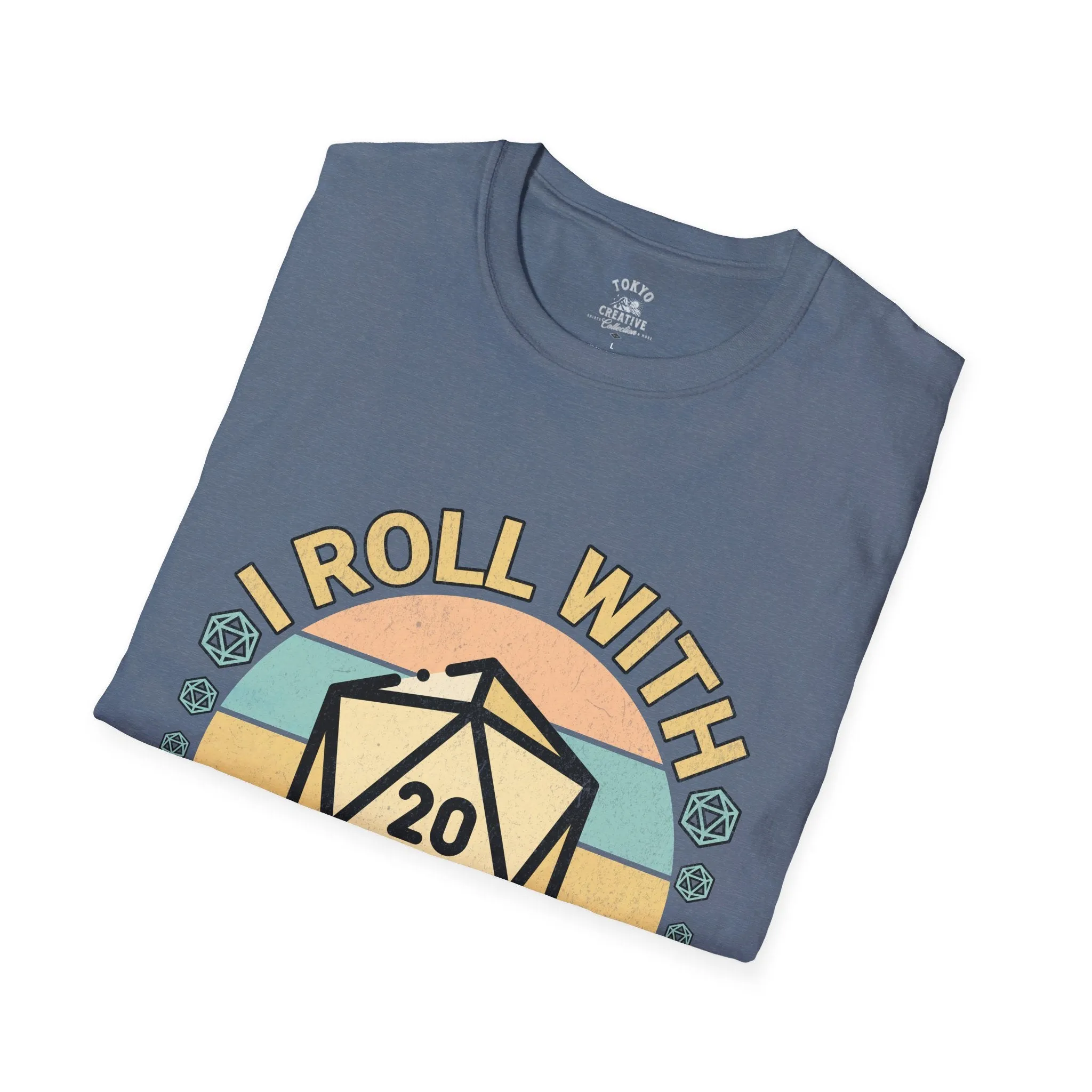 I Roll with the Punches Shirt - Retro 70's Style D20/Nat 1 Tee, Tabletop RPG Gaming T-Shirt, Unisex Critical Fail Top, Gamer Gift Idea