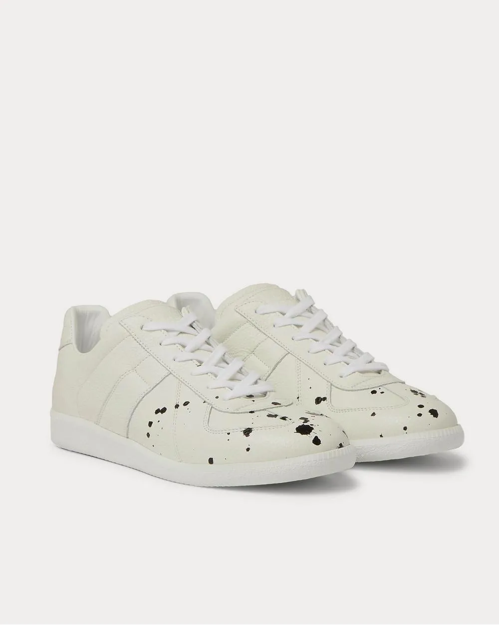 Replica Paint-Splattered Full-Grain Leather  White low top sneakers