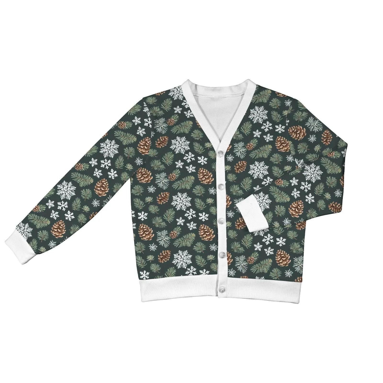 Snowflake Pine Women's Cardigan  Button Sweater Custom Women's Cardigan (Model H73)