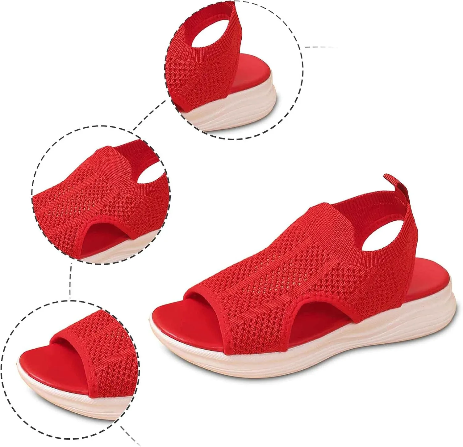Trendy Women's Sandals Open Toe Design Casual Footwear Stylish Breathable Mesh Upper Comfortable Flat Sole for