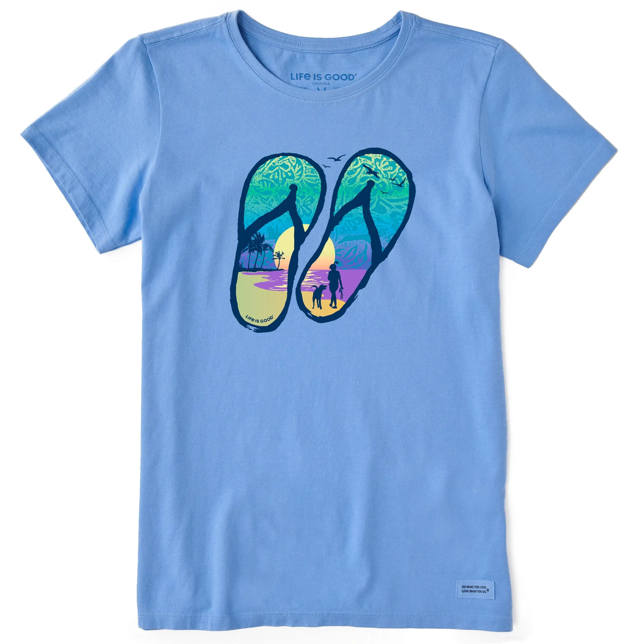 Women's Flip Flops Tropical Sunset Short Sleeve Crusher Tee